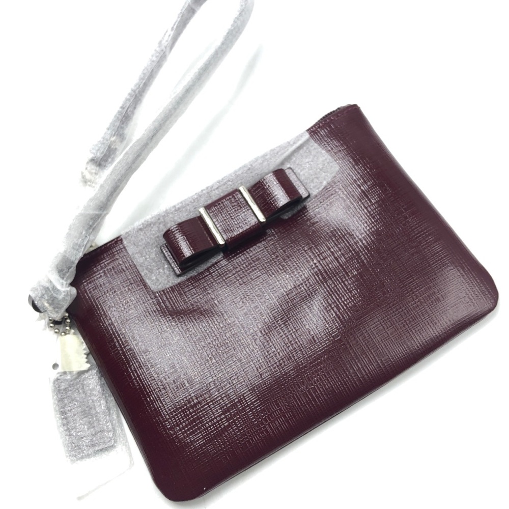 NEW Coach Sherry Bow Wristlet Canvas Purse F52137